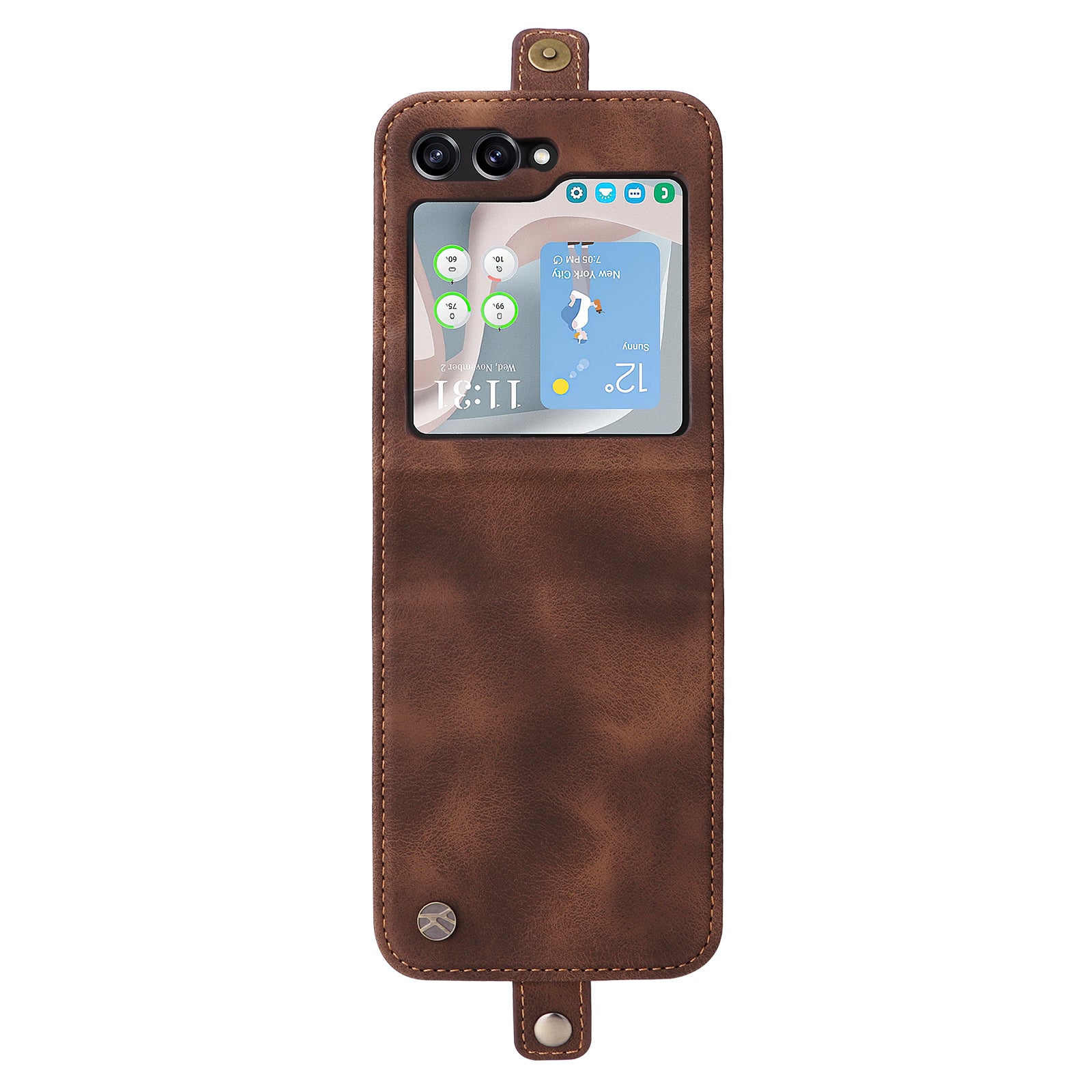 YIKATU YK-002 For Samsung Galaxy Z Flip6 5G Case Card Holders PU Leather Skin-touch Phone Cover - Brown YIKATU YK-002 For Samsung Galaxy Z Flip6 5G Case Card Holders PU Leather Skin-touch Phone Cover - Brown